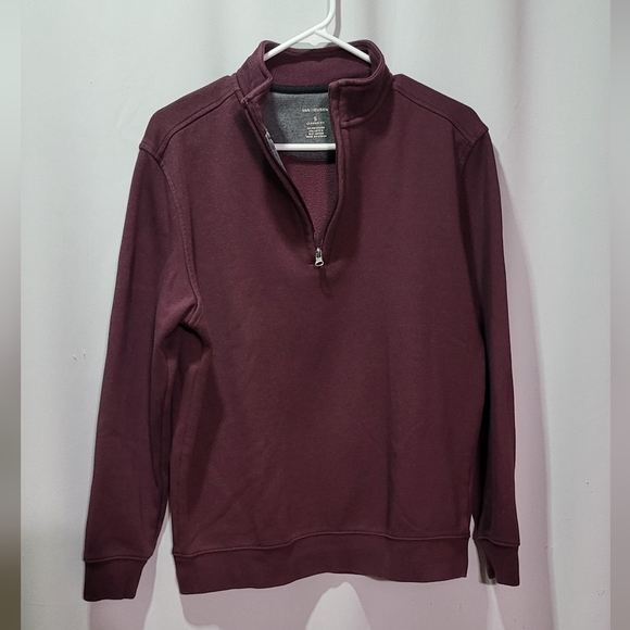 Van Heusen Mens Spiced Currant Never Tuck Quarter-Zip Pullover Sweatshirt Small - Picture 2 of 4